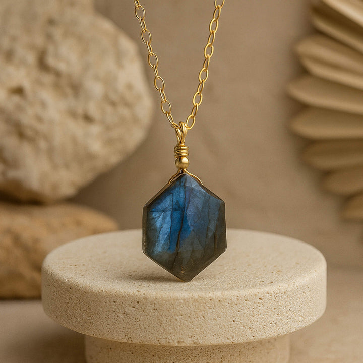 Pendentif "Étoile Gardienne" en Lapis Lazuli ou Labradorite