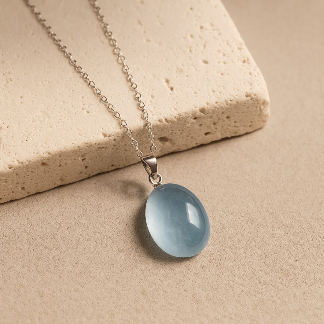 Pendentif "Calme Profond" en Aigue-Marine