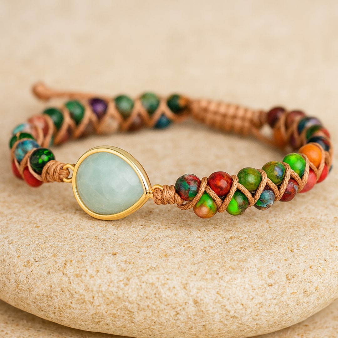 Bracelet Tressé "Éclat Tranquille" en Jaspe & Amazonite