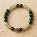 Bracelet Chance & Protection en Aventurine, Malachite & Quartz Fumé - Jardin de Gaïa