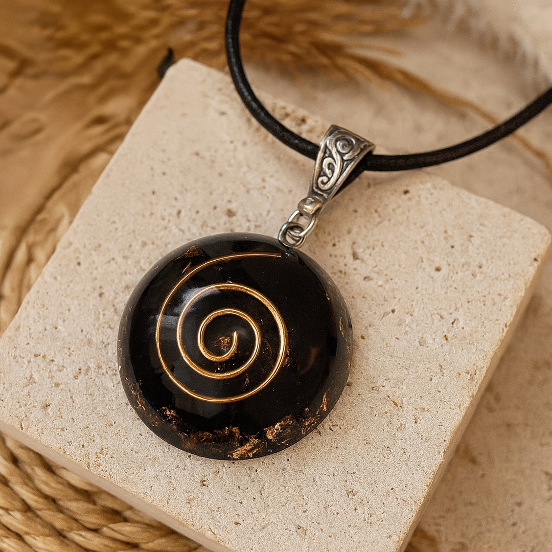 Pendentif Orgonite "Énergies Protectrices" en Obsidienne Noire