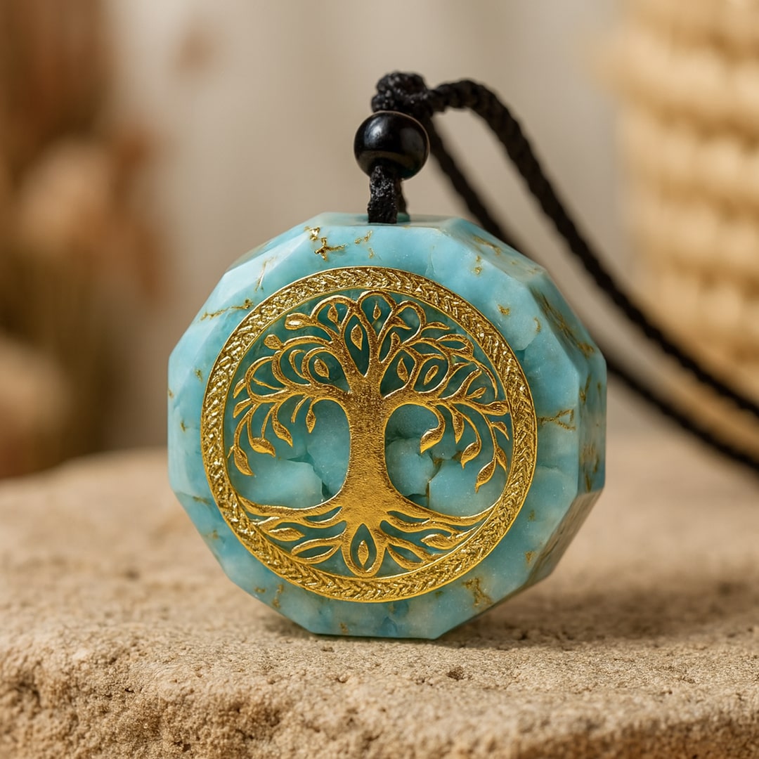 Pendentif Orgonite "Anahata" en Turquoise