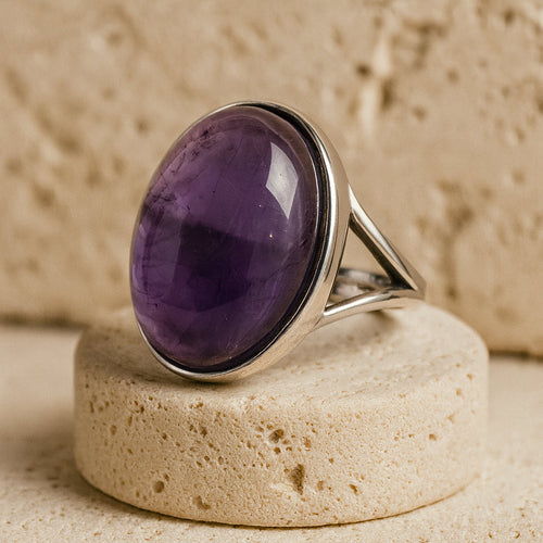 Bague Âme Apaisée en Améthyste & Argent - Jardin de Gaïa