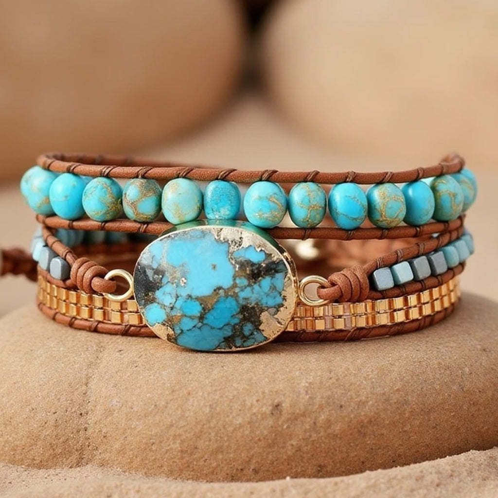 Bracelet Wrap "Énergie Apaisante" en Turquoise