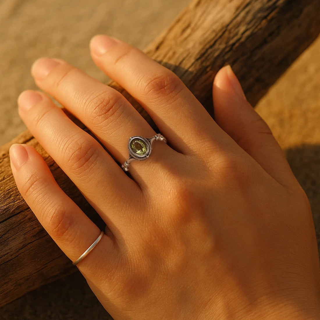 Bague Ajustable "Clarté d'Esprit" en Péridot