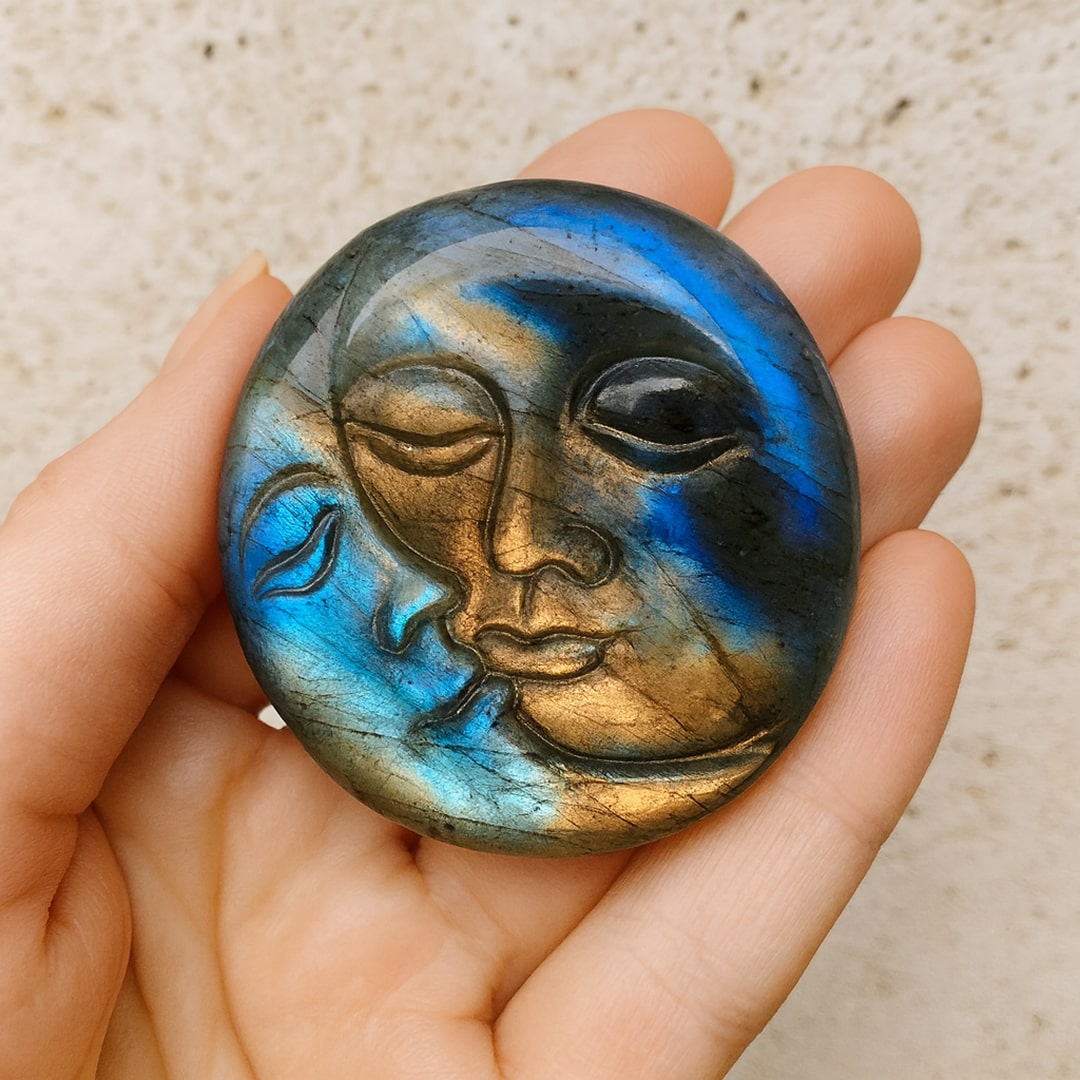 Amulette "Soleil & Lune Unifiés" en Labradorite