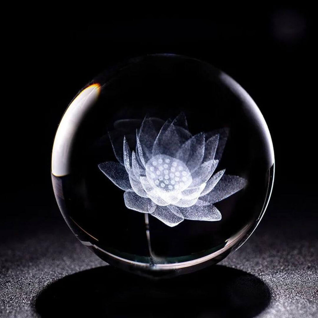 Boule de Cristal "Fleur de Lotus" avec Support