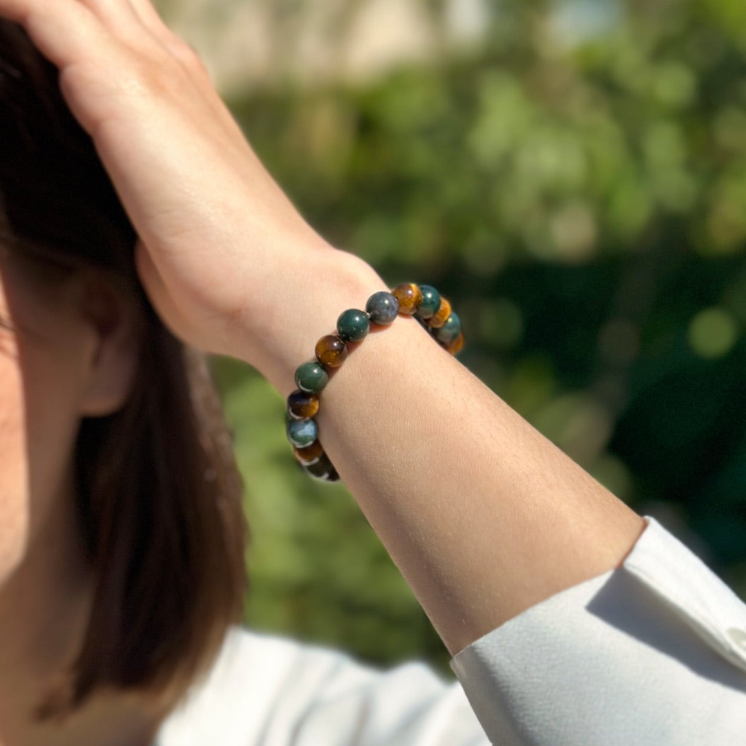 Bracelet "Équilibre & Protection" en Œil de Tigre & Agate Mousse