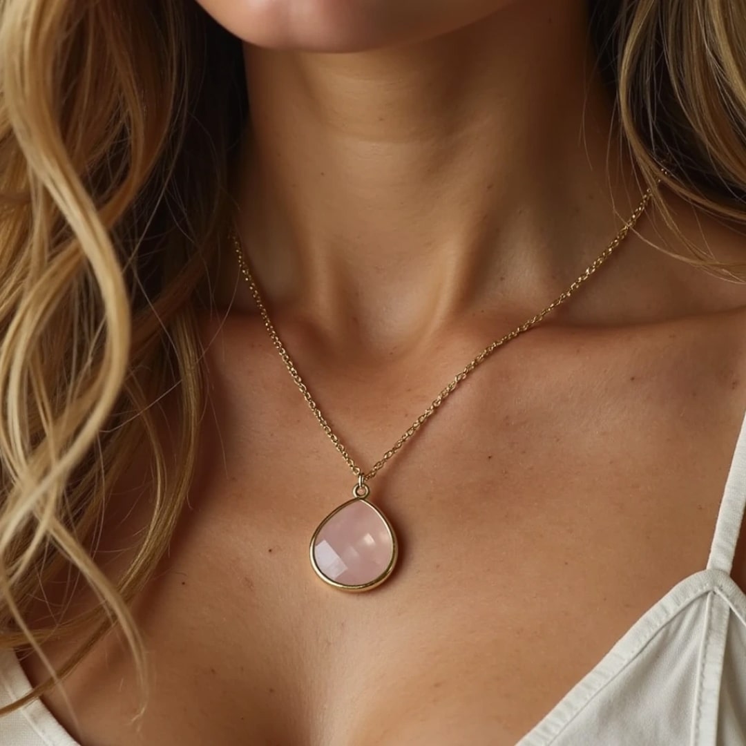 Pendentif "Douceur Infini" en Quartz Rose