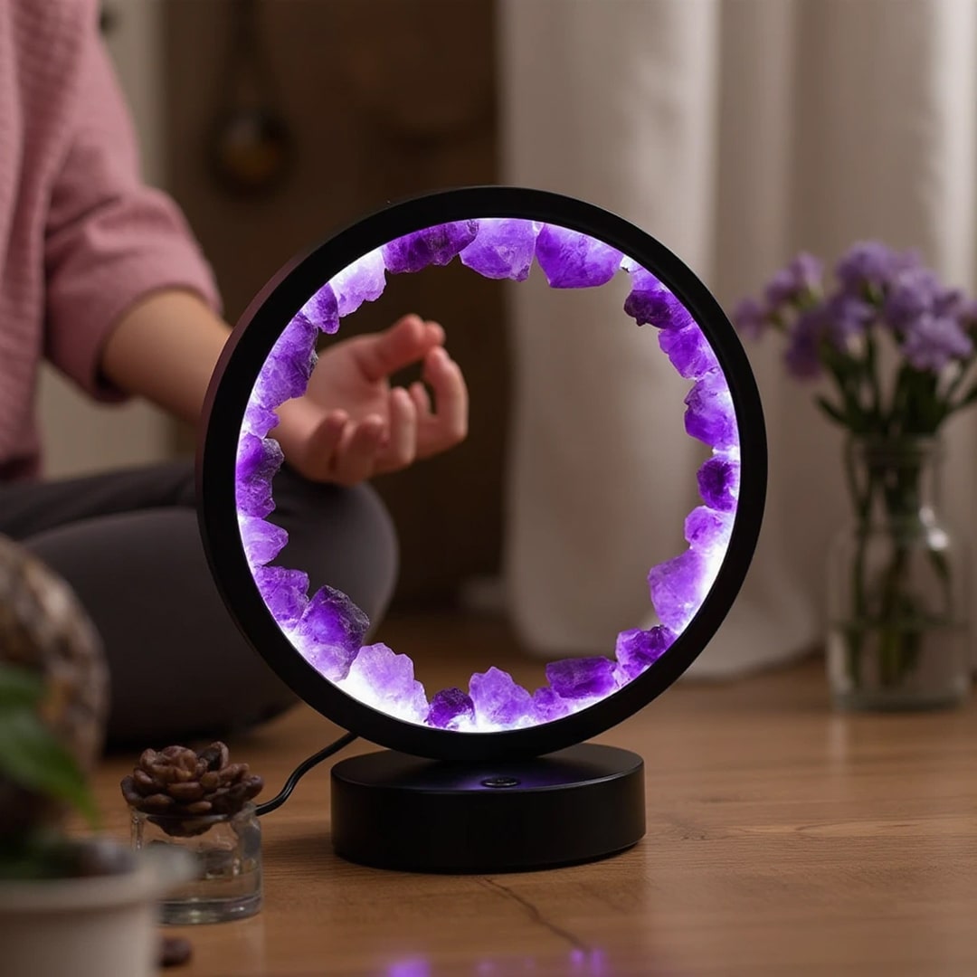 Lampe "Cercle de Lumière" en Améthyste