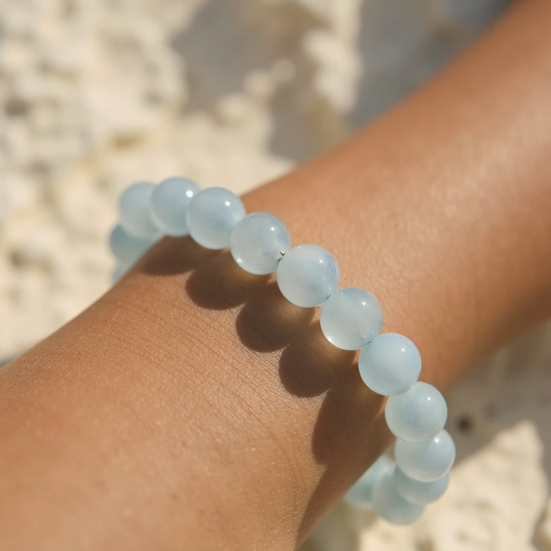 Bracelet "Bonheur" en Aigue-Marine