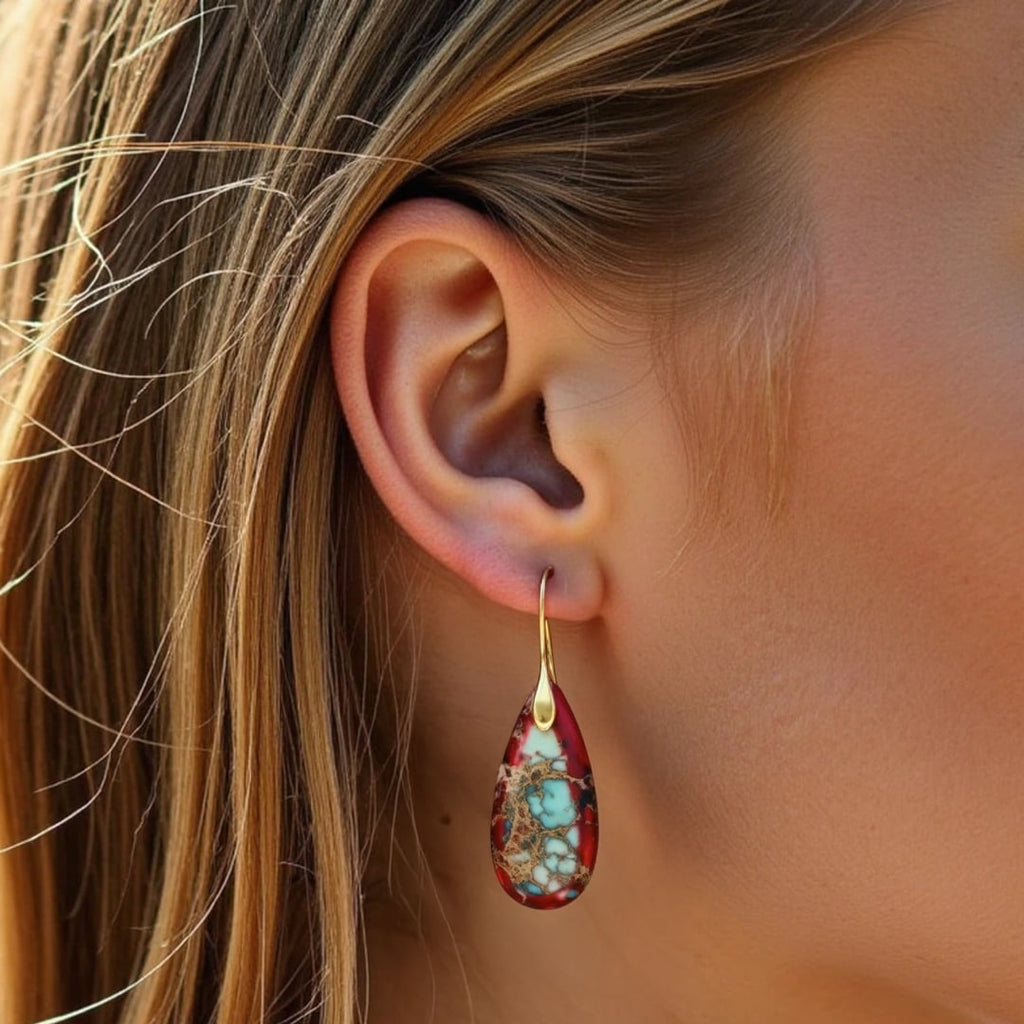 Boucles d’Oreilles "Larmes" en Jaspe