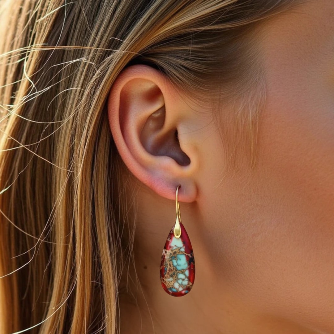 Boucles d’Oreilles "Larmes" en Jaspe
