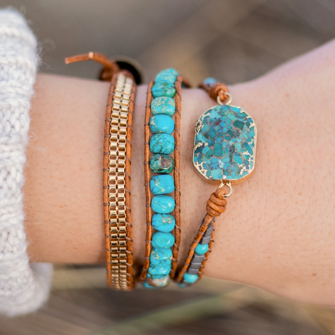 Bracelet Wrap "Énergie Apaisante" en Turquoise