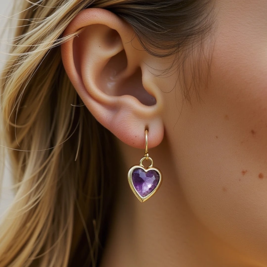 Boucles d’Oreilles "Mon Cœur en Lumière" en Pierres Naturelles