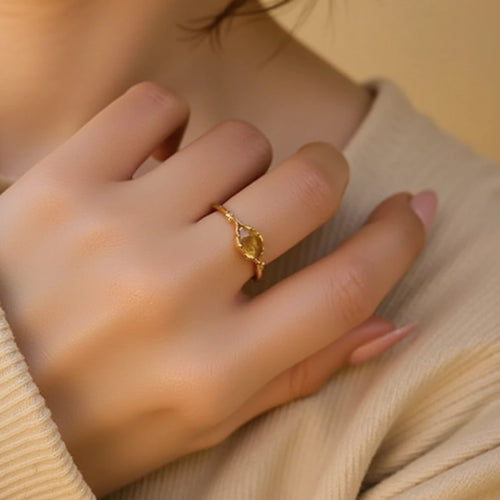 Bague Rayon de Joie en Citrine - vue détail - Jardin de Gaïa