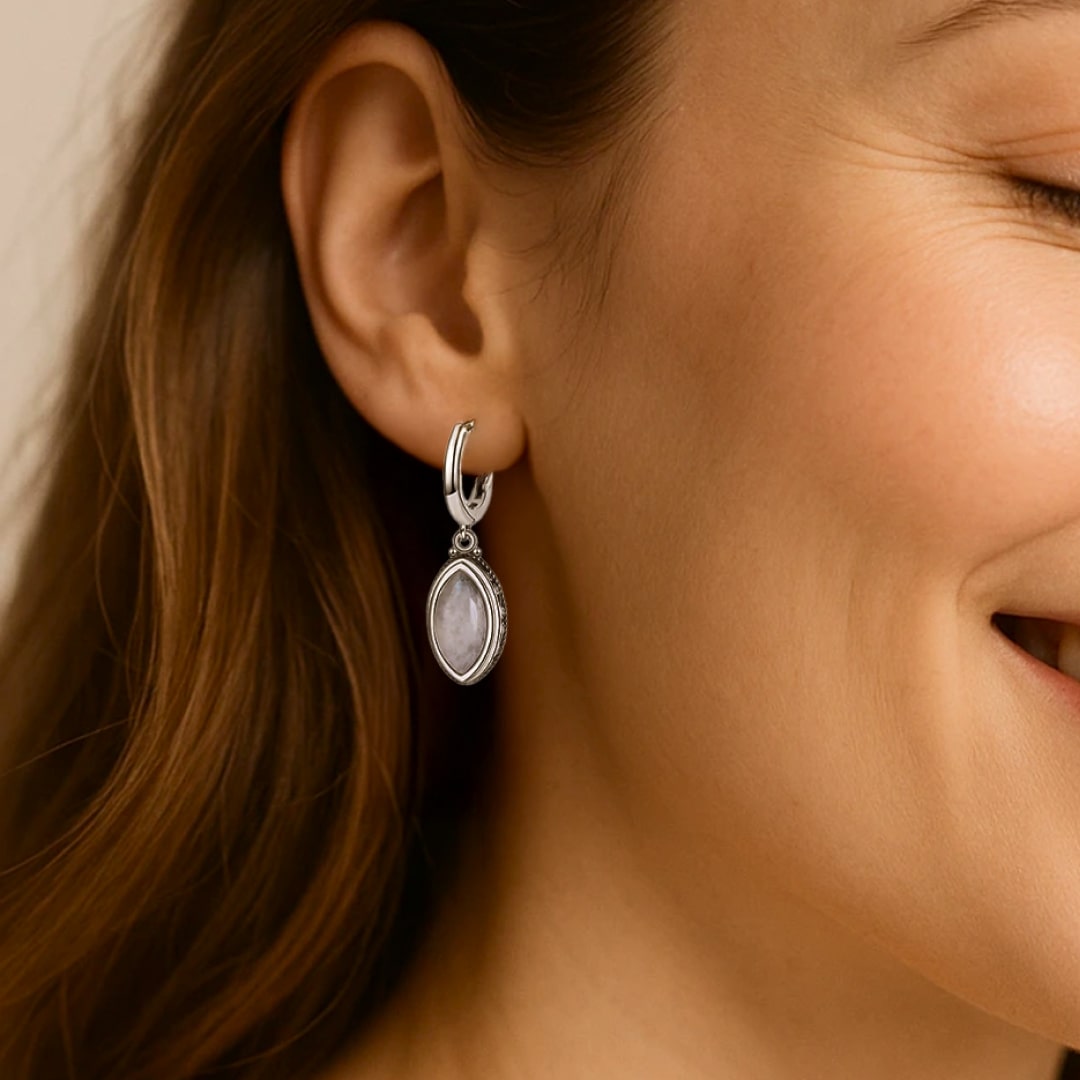 Boucles d’Oreilles "Calme & Lumière" en Pierre de Lune