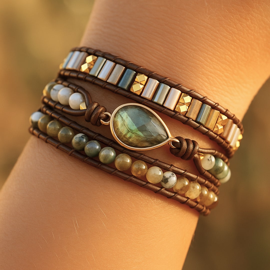 Bracelet Wrap "Protection" en Labradorite