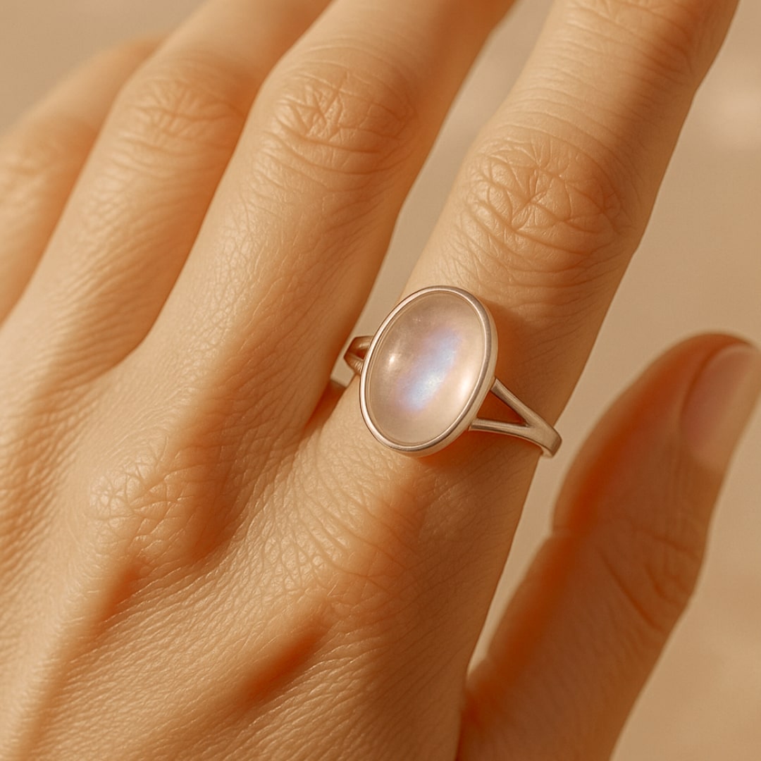 Bague Ajustable "Douceur Astrale" en Pierre de Lune