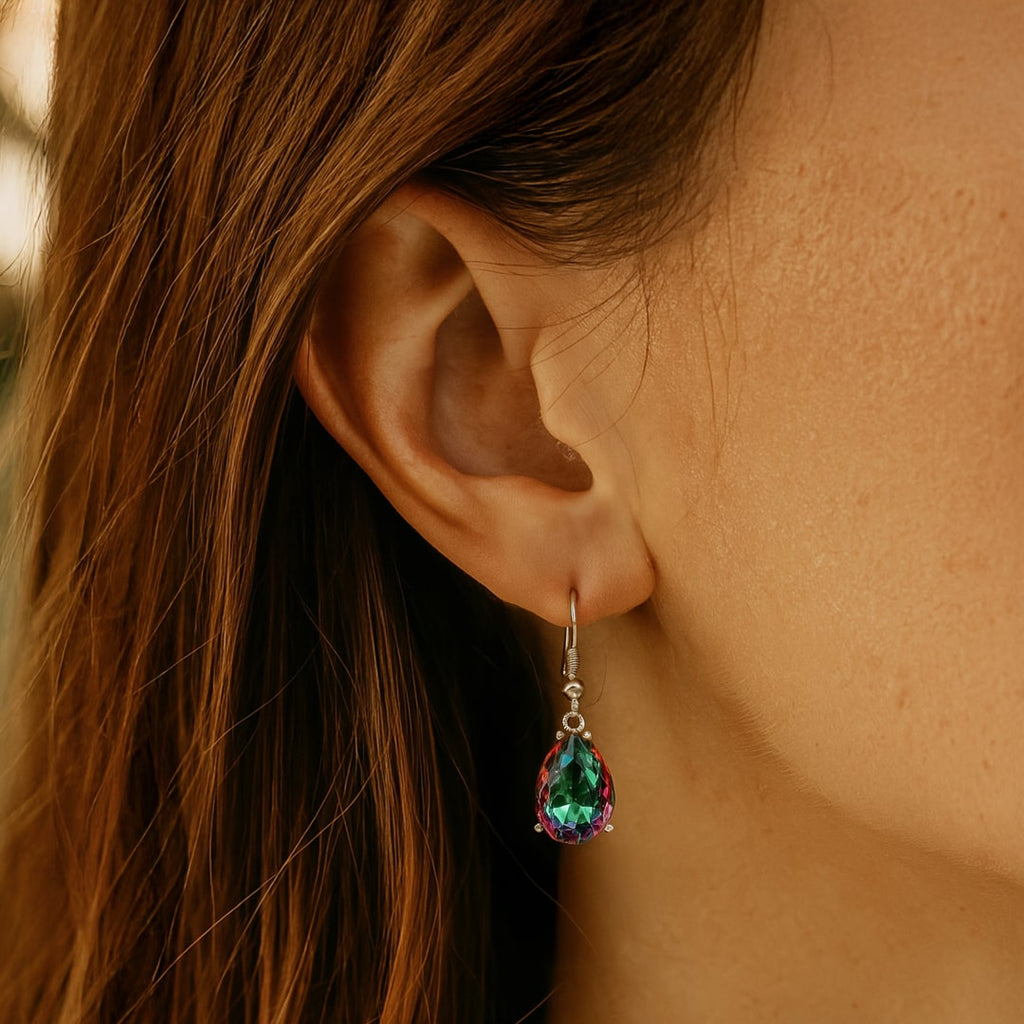Boucles d’Oreilles "Topaze Mystique Arc-en-Ciel"