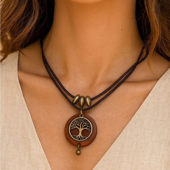 Collier "Arbre de Vie Sacré" en Bois Naturel