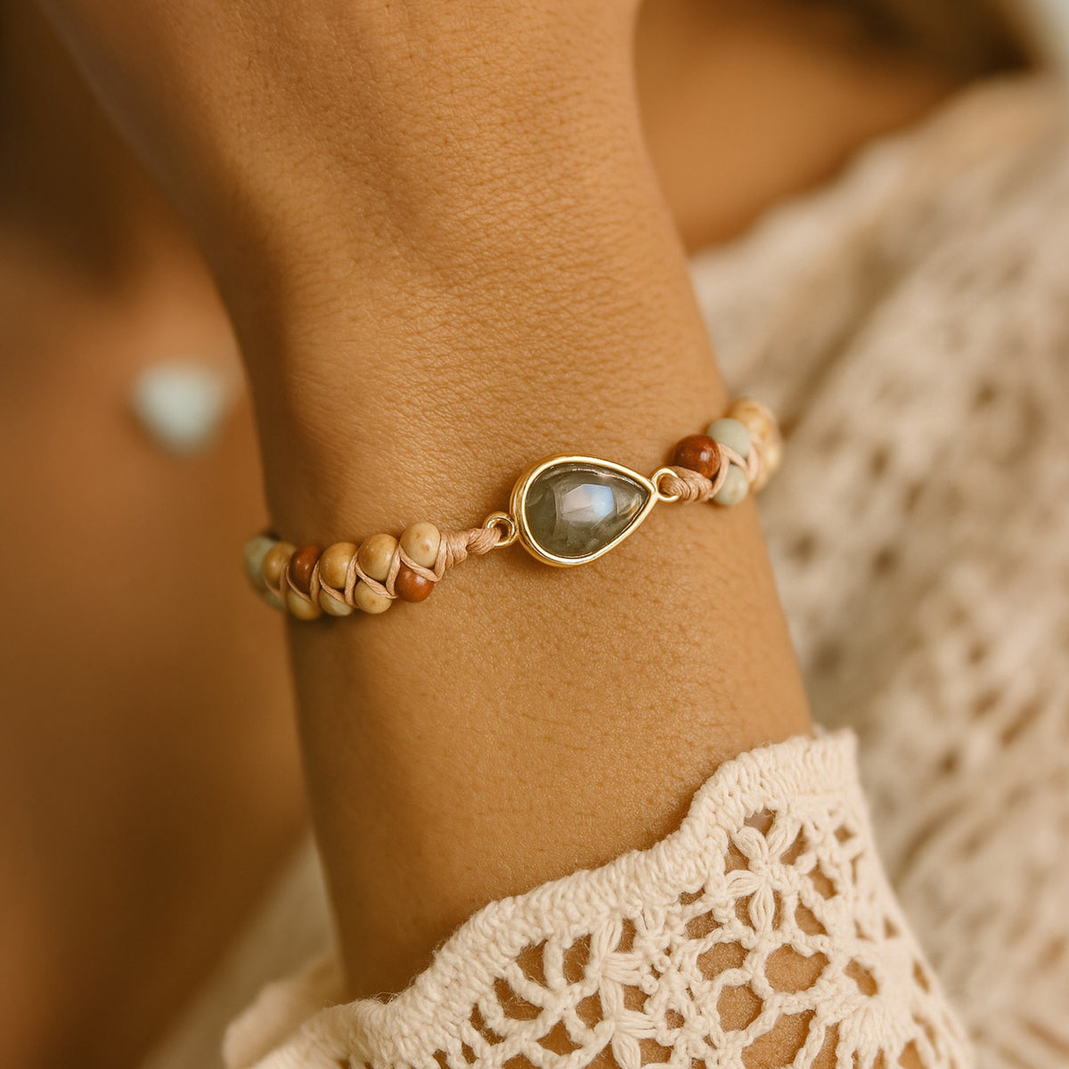 Bracelet Tressé "Audace" en Jaspe & Labradorite