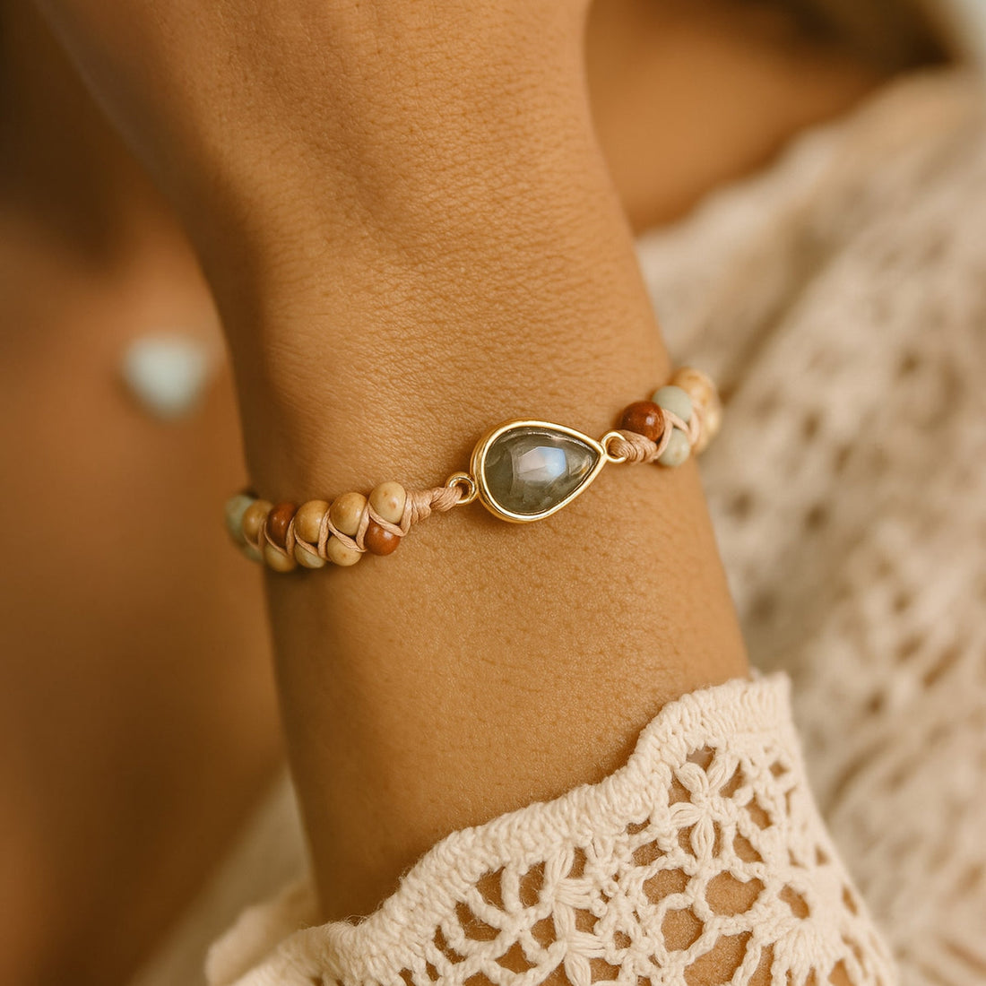 Bracelet Tressé "Audace" en Jaspe & Labradorite