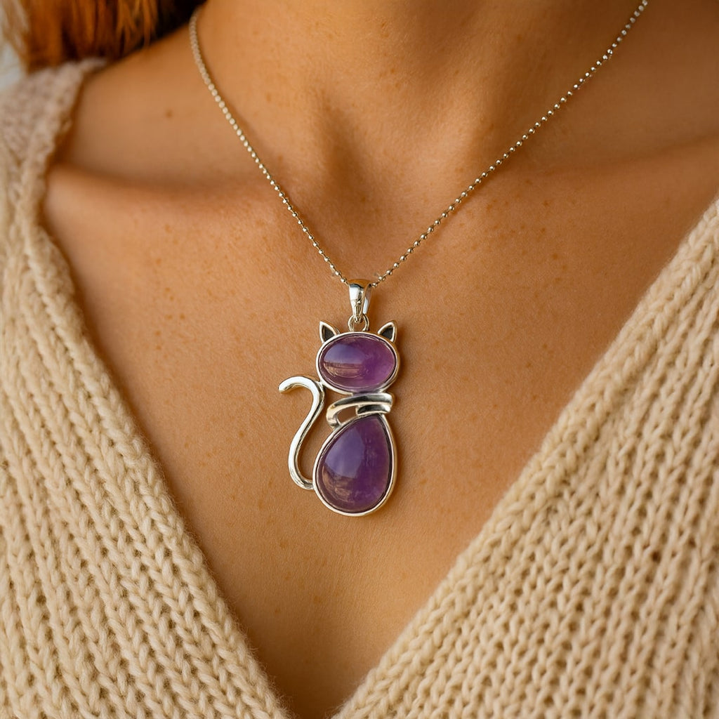 Pendentif Chat en Pierre Naturelle