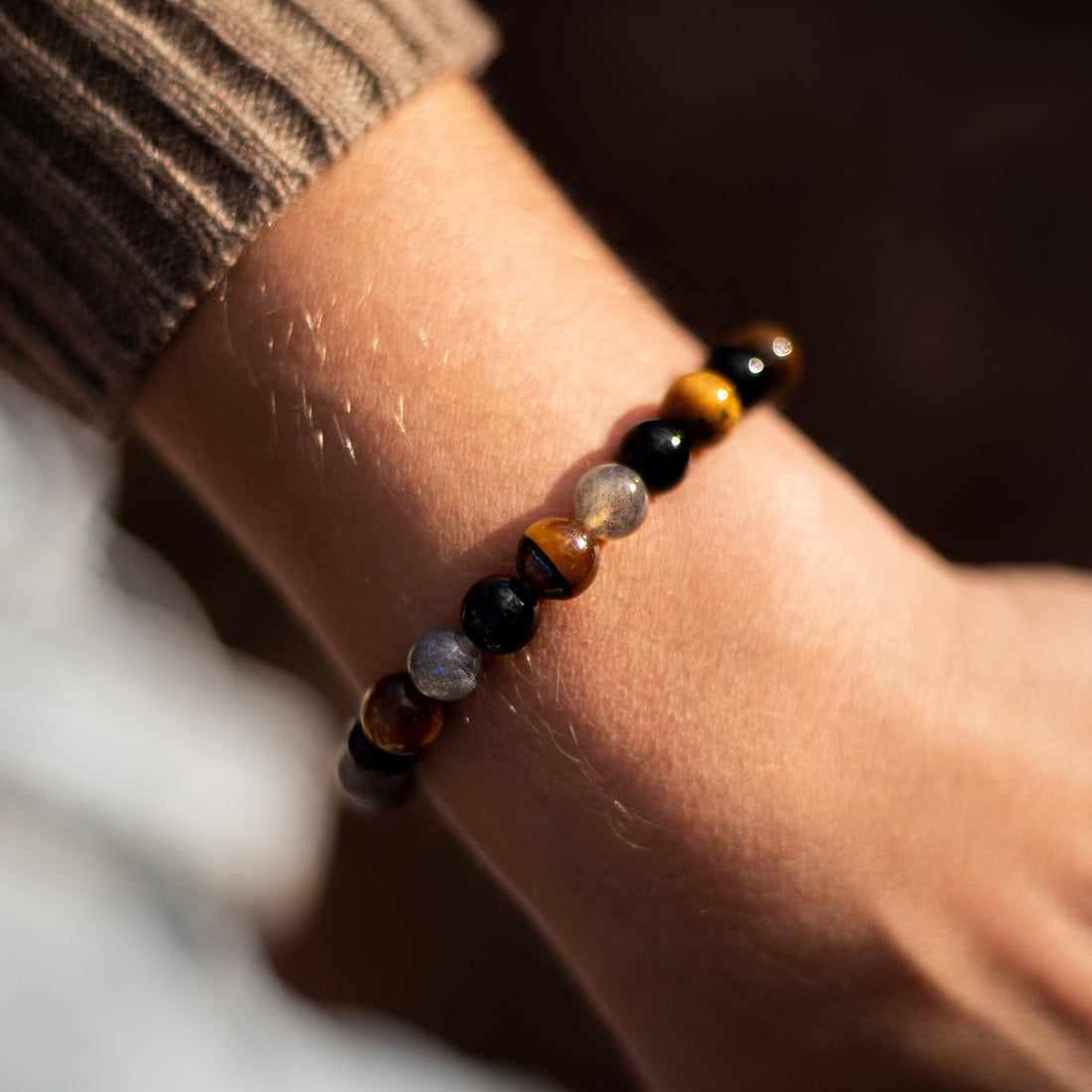 Bracelet "Protection Ultime" en Tourmaline, Oeil de Tigre & Labradorite