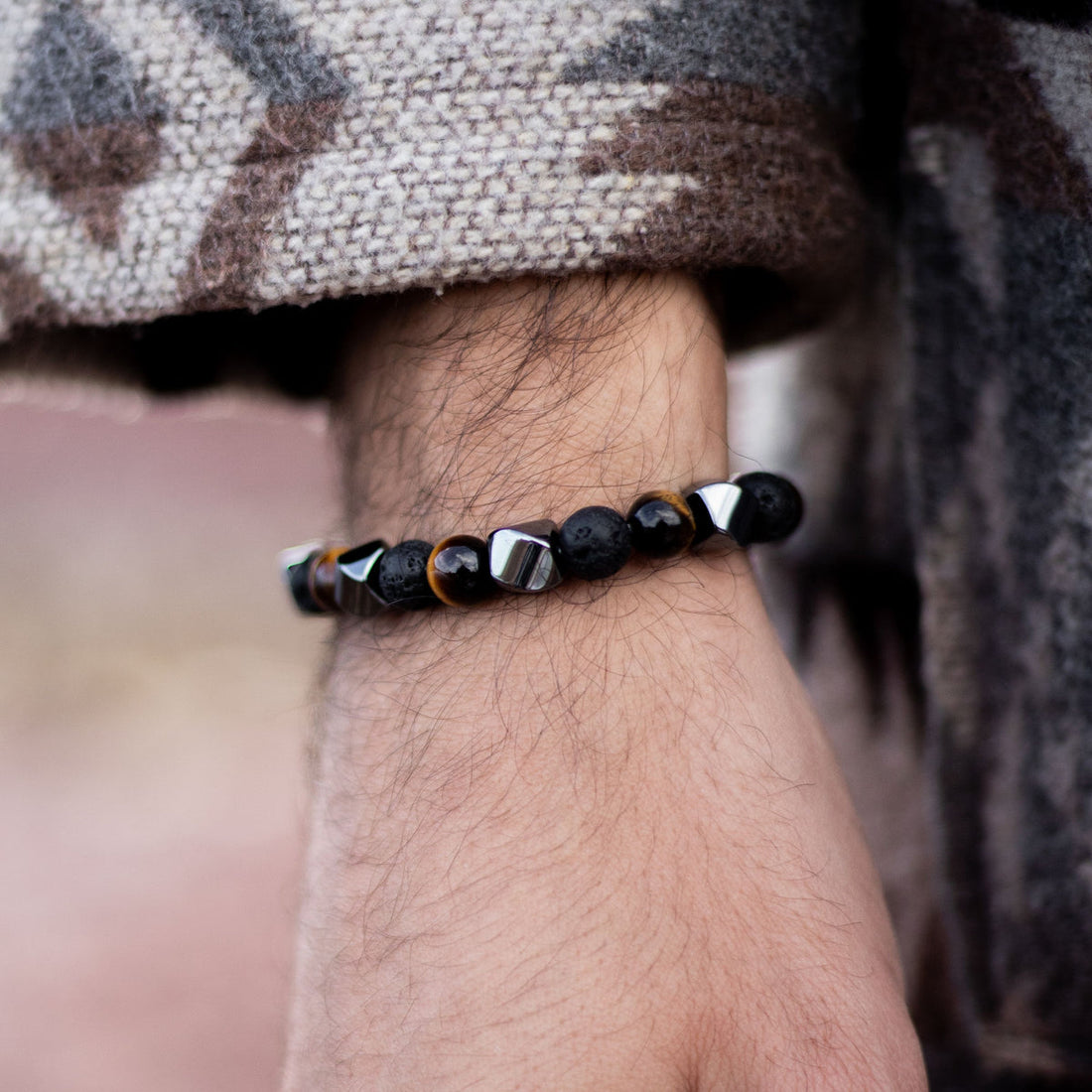 Bracelet Triple Protection en Pierre de Lave, Oeil de Tigre & Hématite