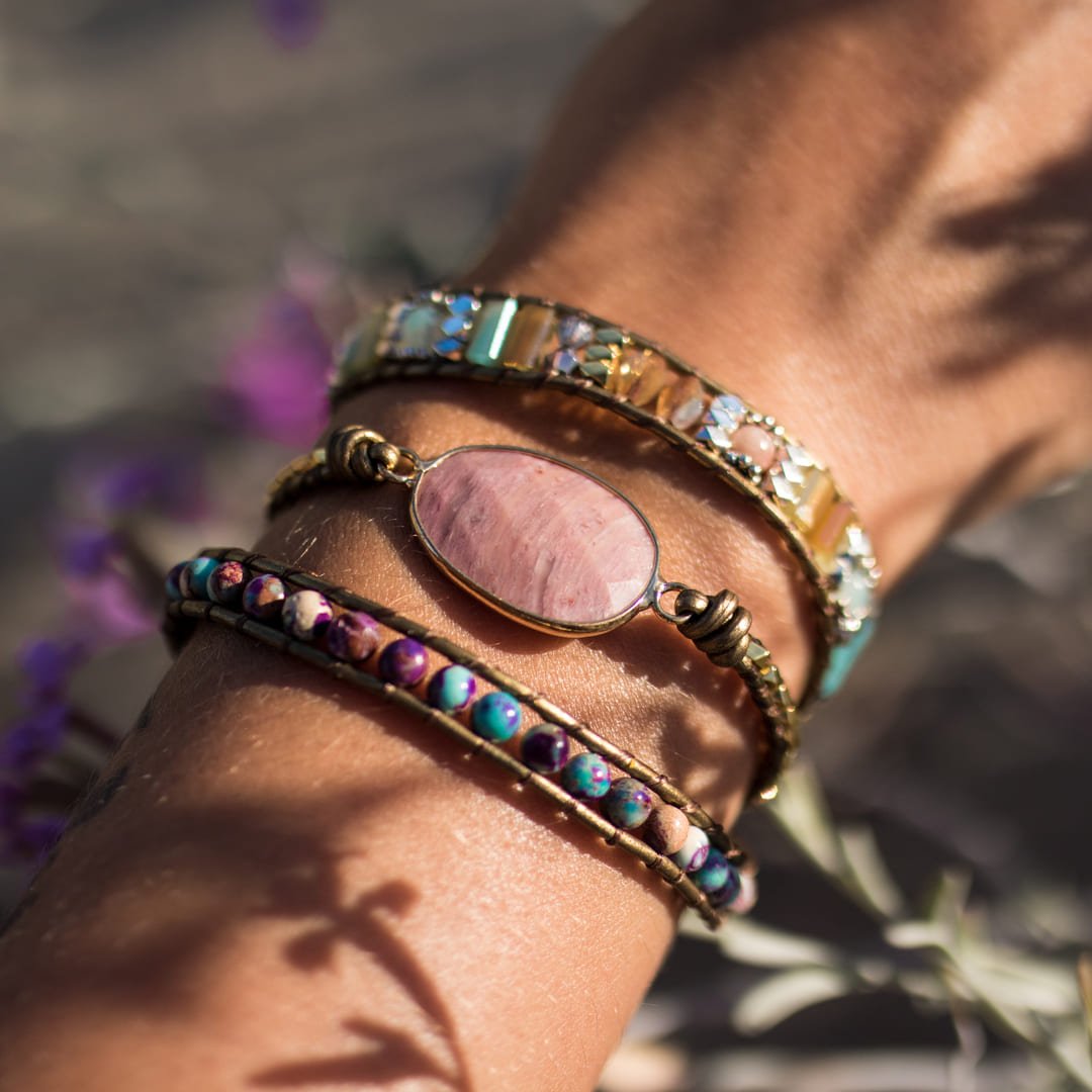 Bracelet Wrap "Guérison du Cœur" en Rhodochrosite
