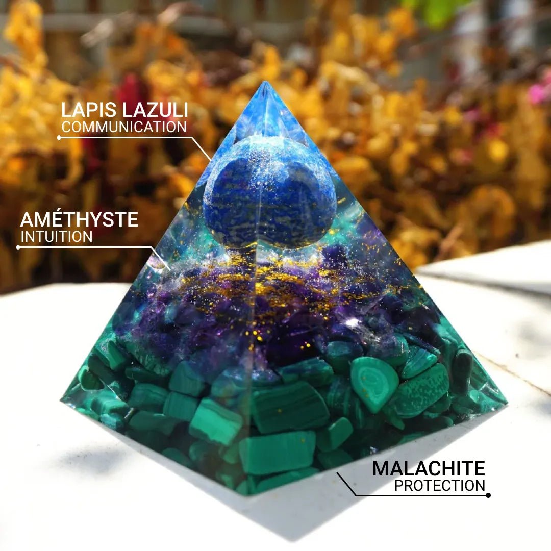 Orgonite "Kâli" en Lapis Lazuli, Améthyste & Malachite