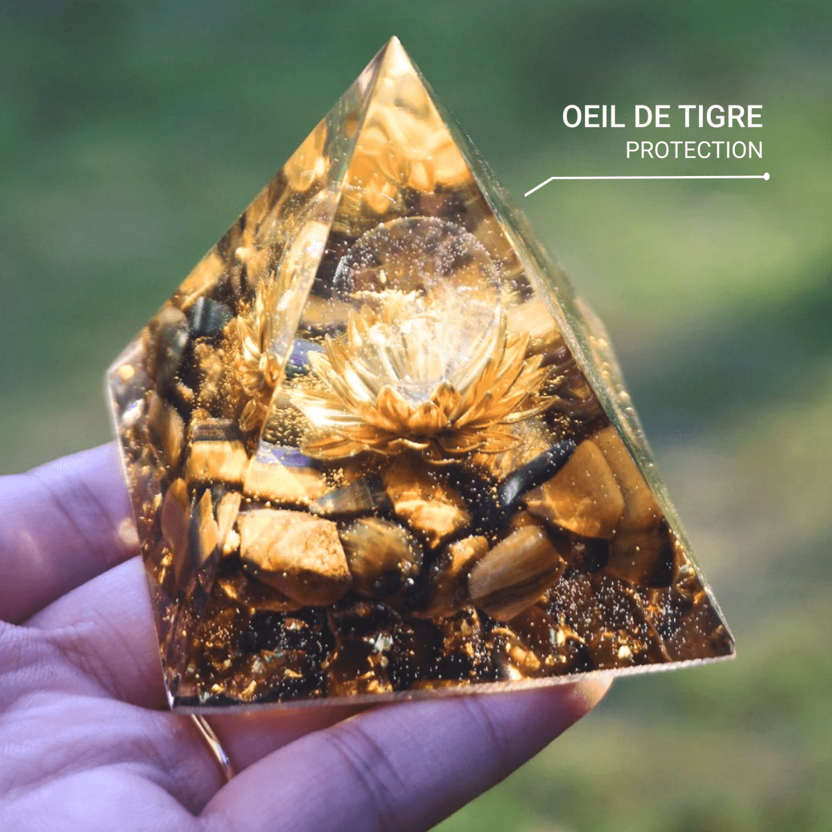 Orgonite "Lotus Divin" en Oeil de Tigre