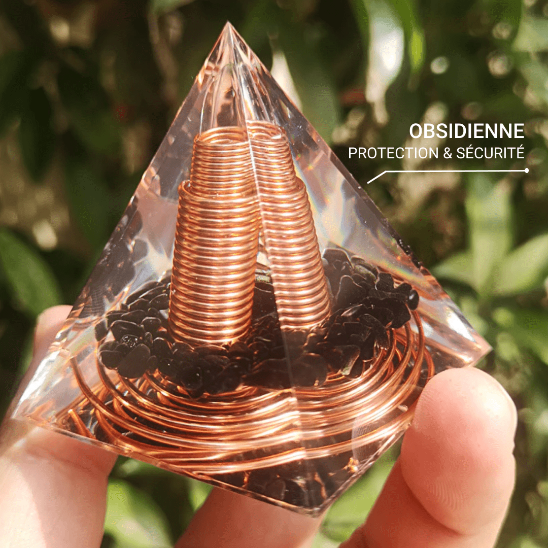 Orgonite "Protection Énergétique Amplifiée" en Obsidienne