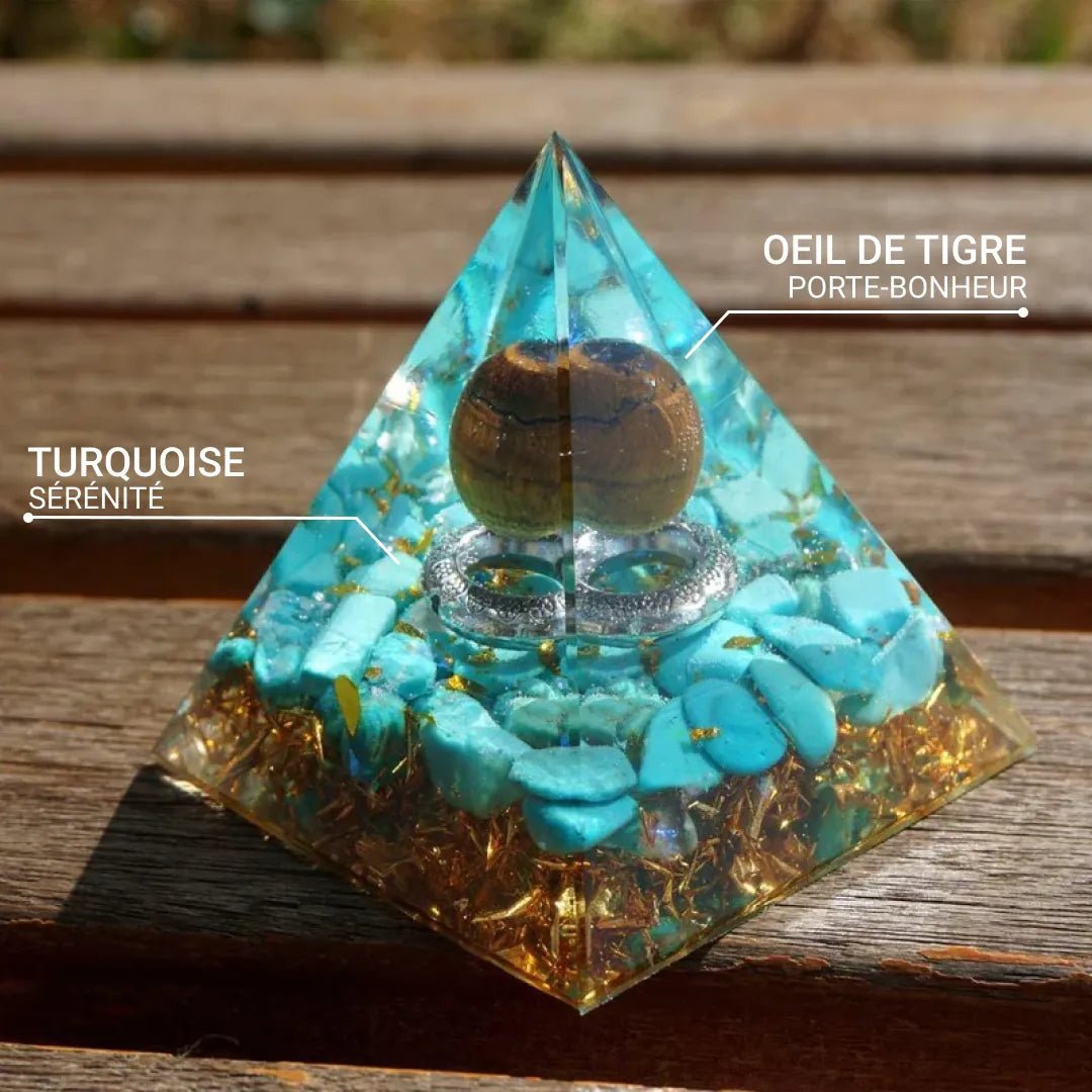 Orgonite "Soleil Magique" en Turquoise & Oeil de Tigre
