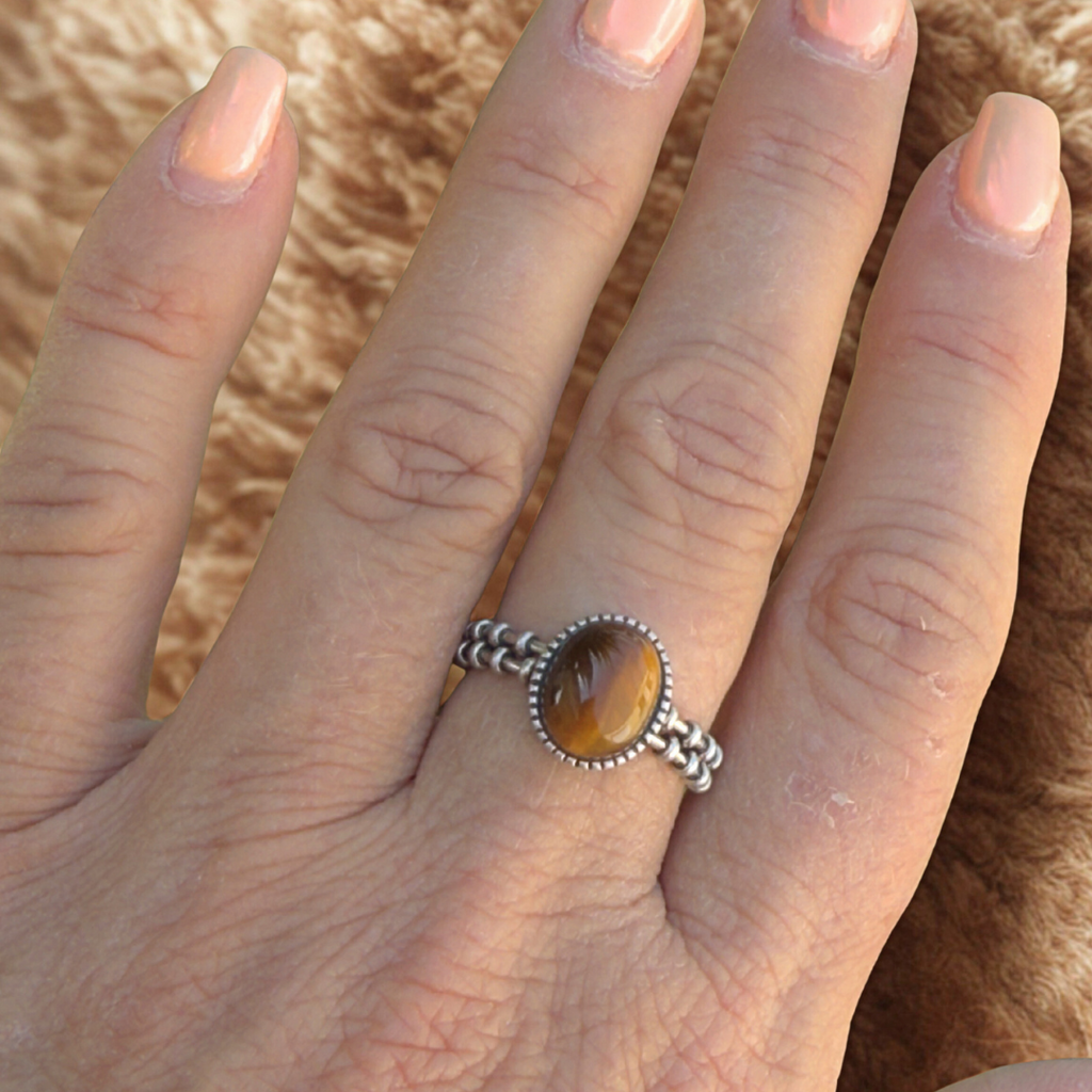 Bague "Confiance Intérieure" en Œil de Tigre
