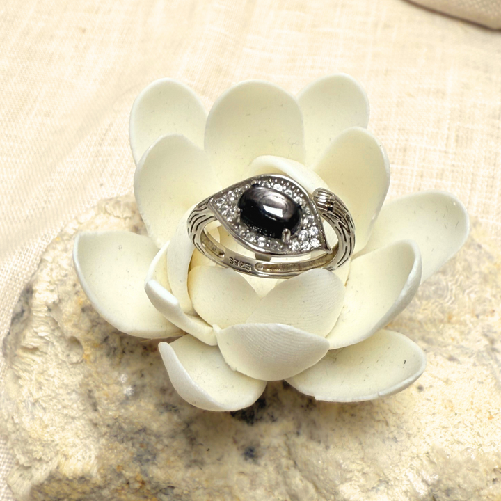 Bague "Dhairya" en Obsidienne Dorée