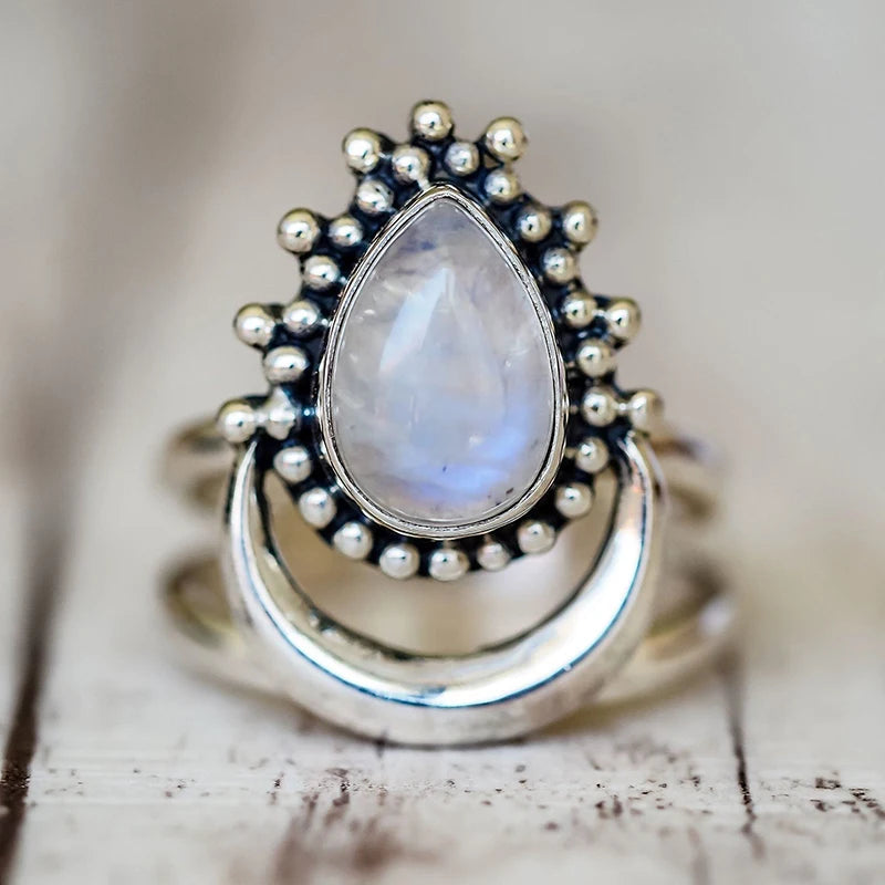 Bague "Lune Intuitive" en Pierre de Lune & Argent