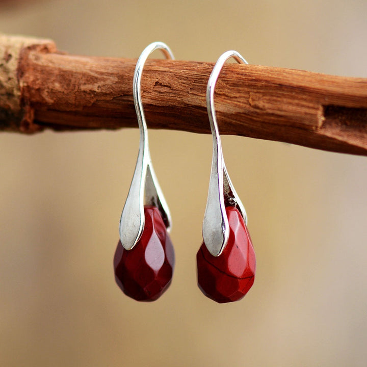 Boucles d’Oreilles "Pendantes" en Jaspe Rouge
