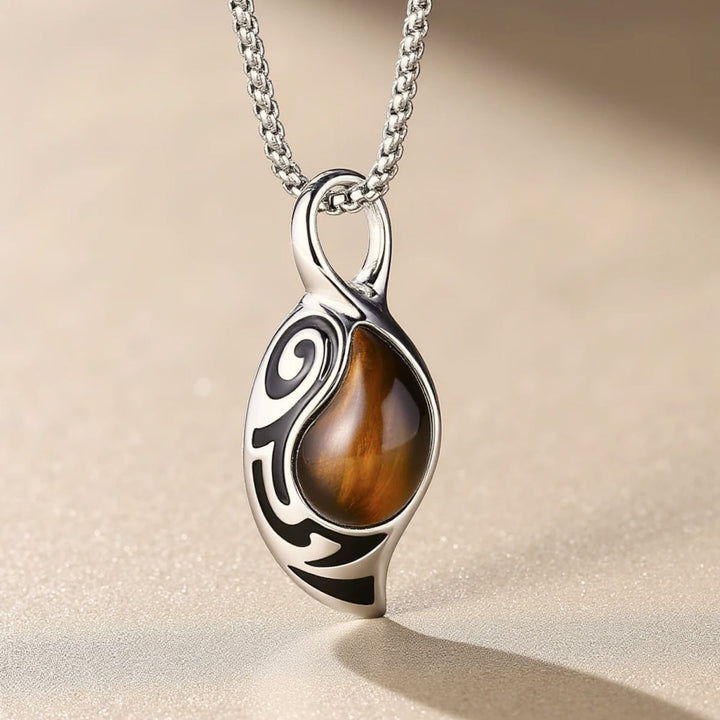 Pendentif "Bouclier Tribal" en Oeil de Tigre