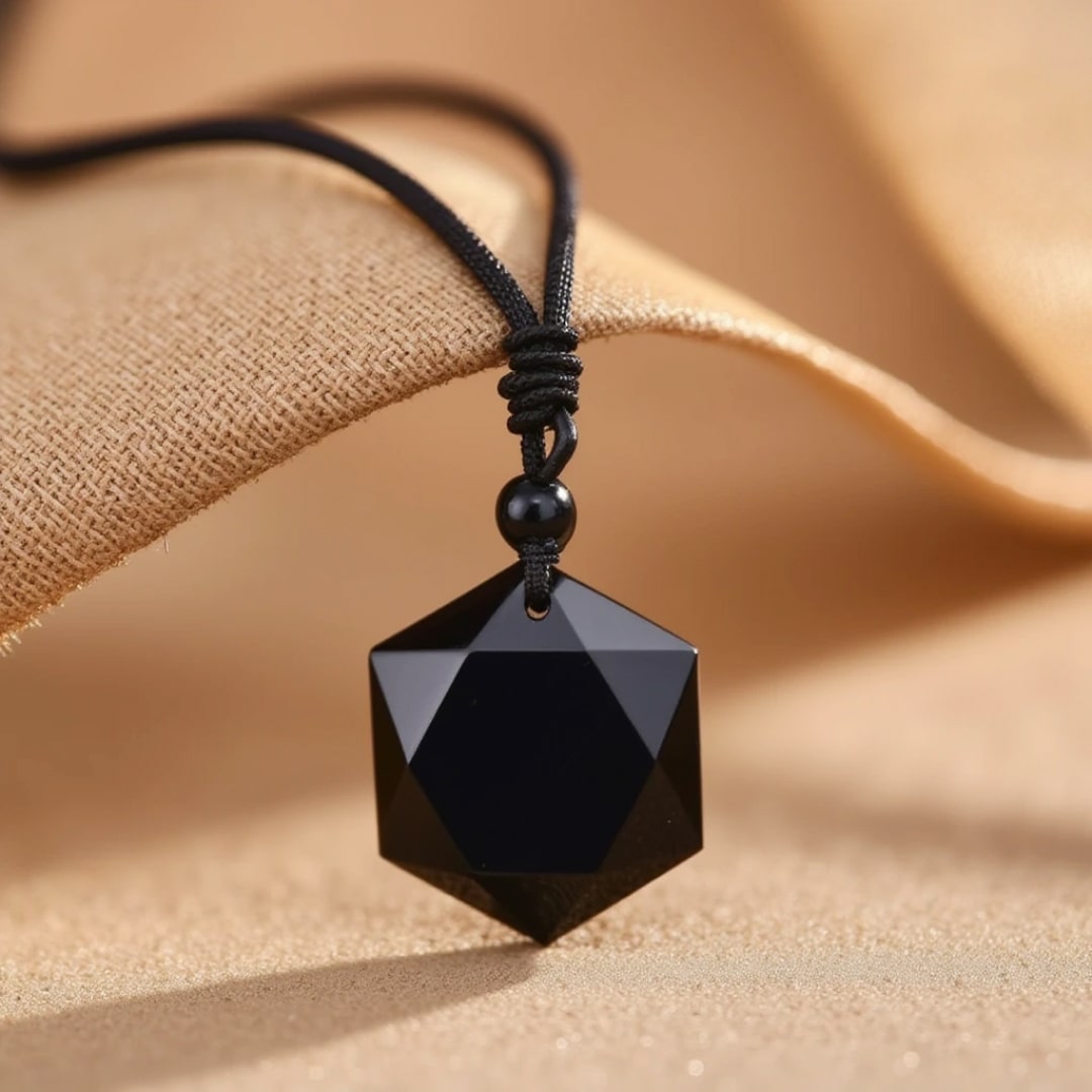 Pendentif "Étoile" en Obsidienne Noire