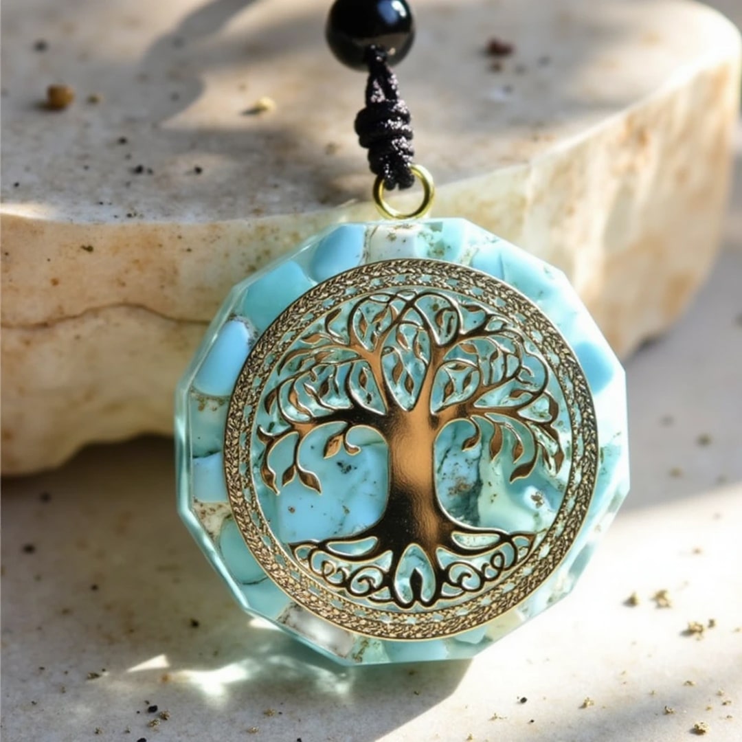 Pendentif Orgonite "Anahata" en Turquoise