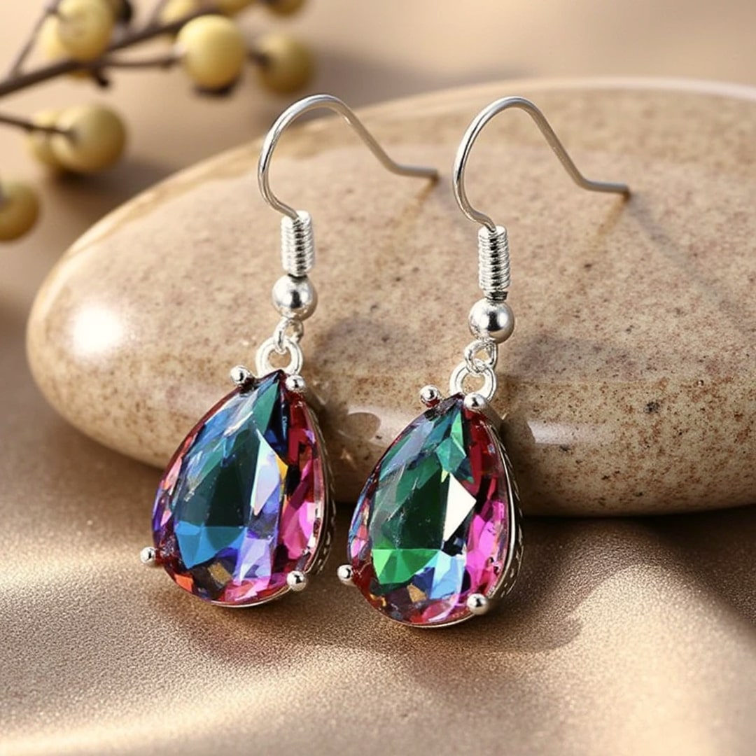 Boucles d’Oreilles "Topaze Mystique Arc-en-Ciel"
