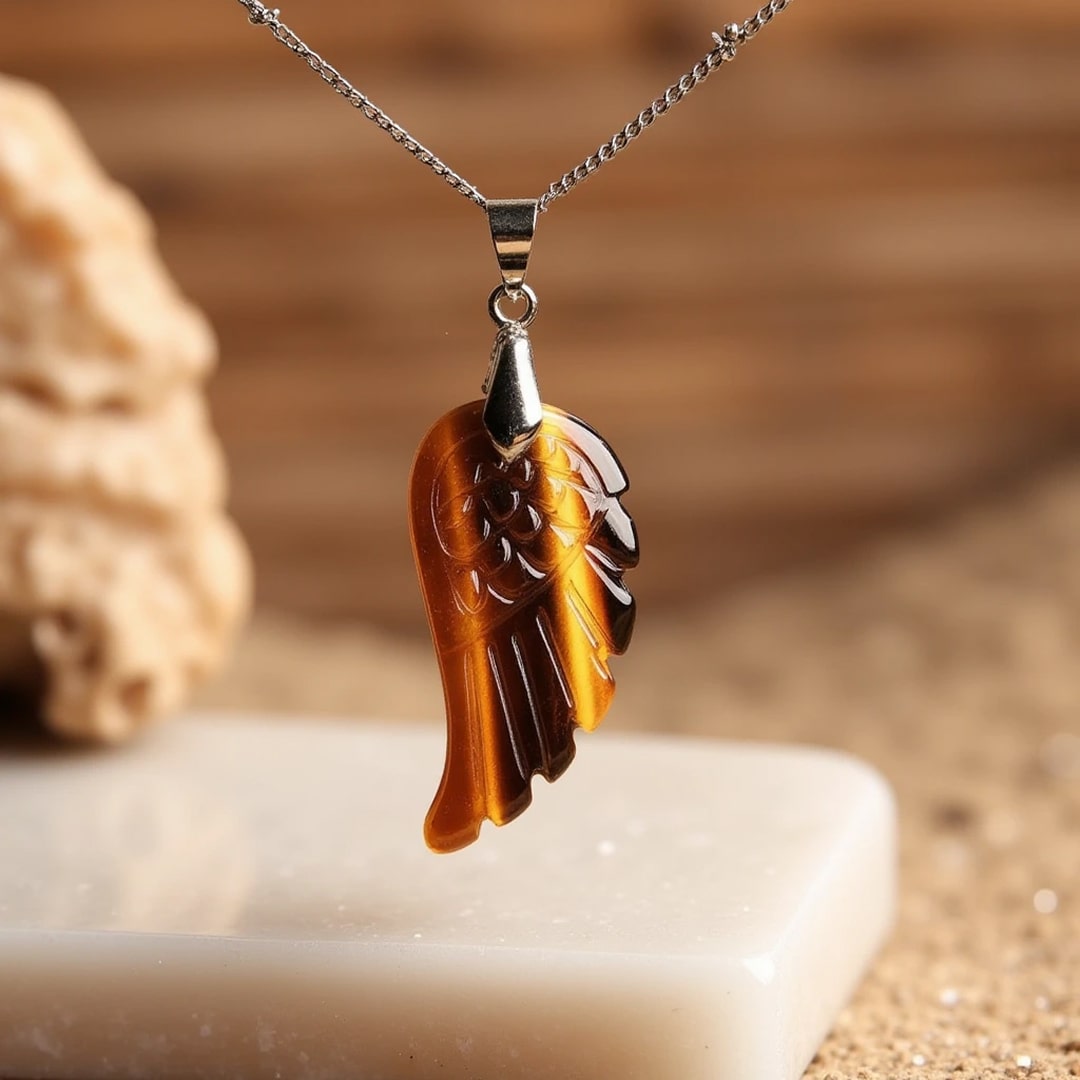 Pendentif "Aile d’Ange" en Pierre Naturelle