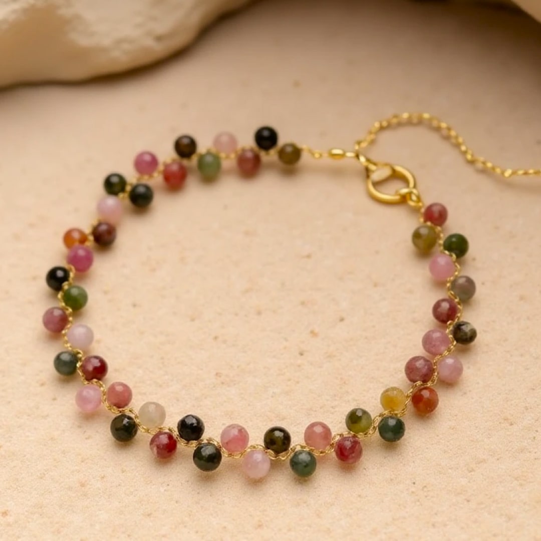Bracelet Élégant en Tourmaline Multicolore