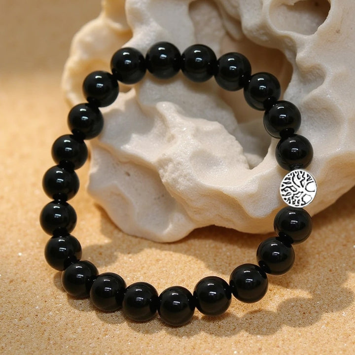 Bracelet "Ancrage Protecteur" en Obsidienne Noire