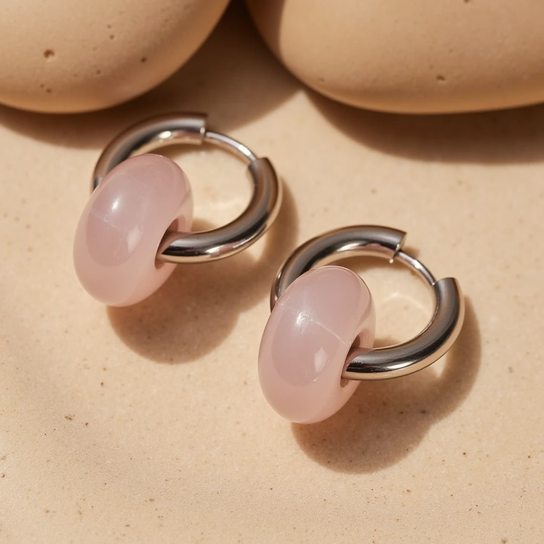 Boucles d’Oreilles "Double Créole" en Pierres Naturelles