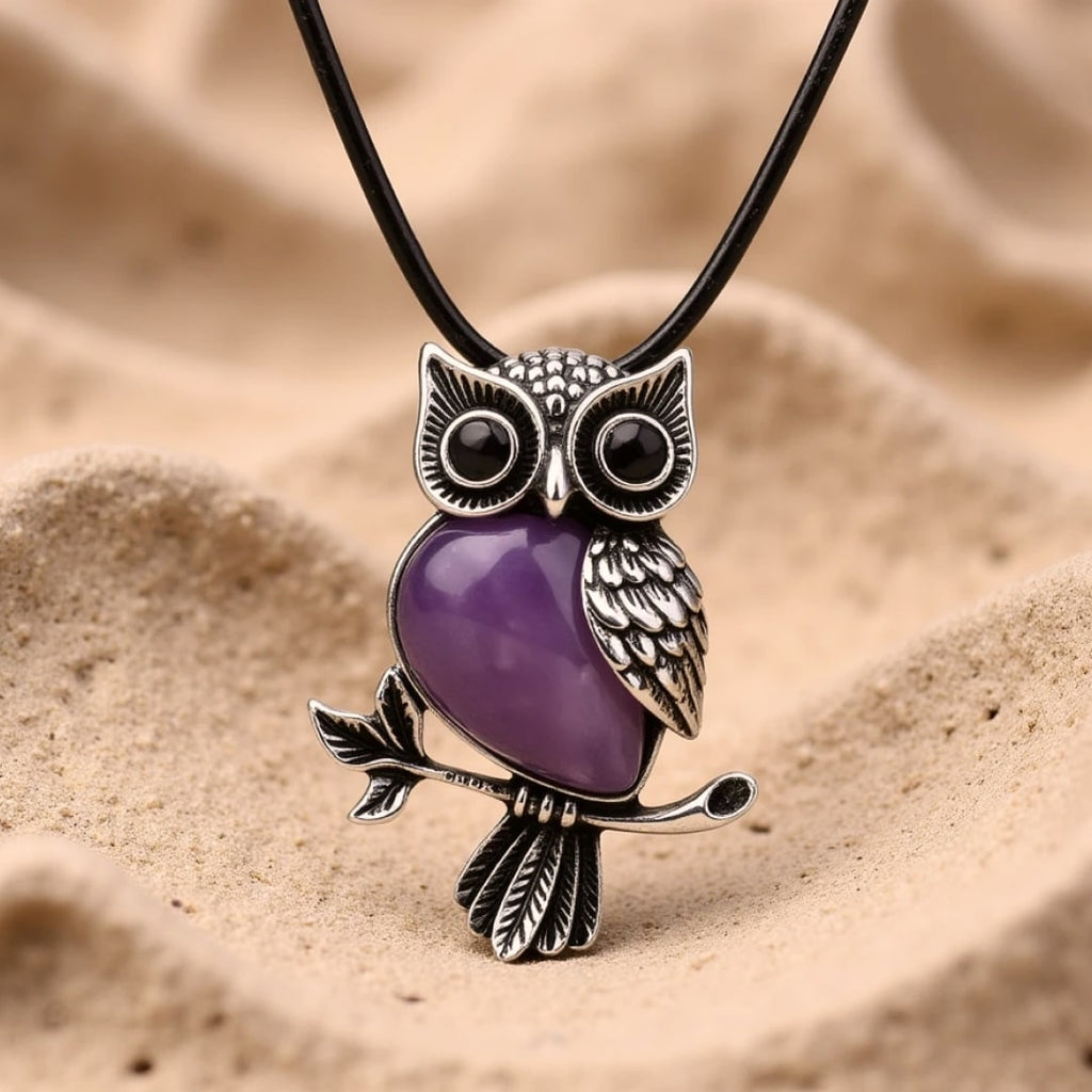 Collier "Esprit du Hibou" – Guide Intuitif en Pierres de Pouvoir