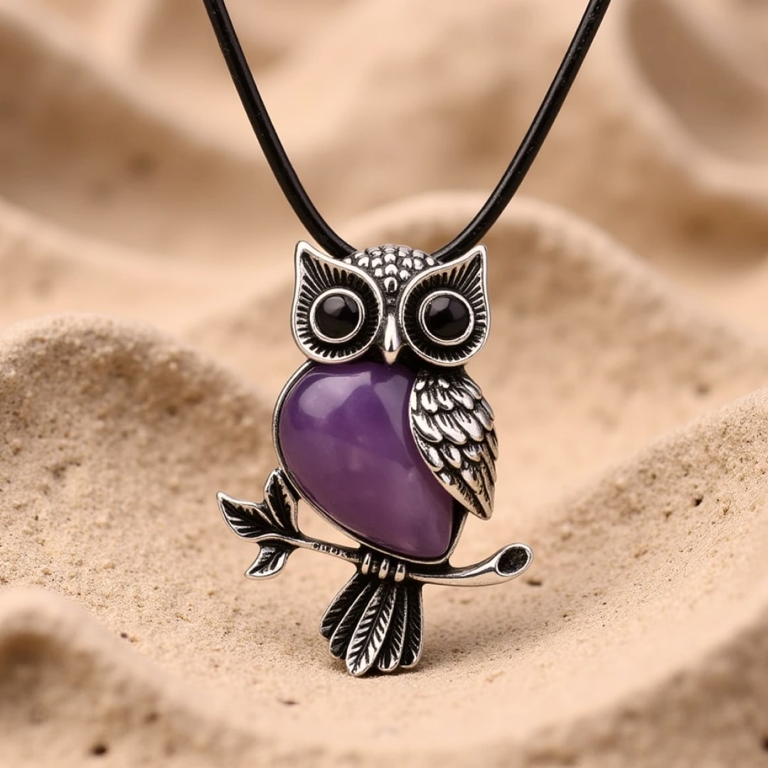 Collier "Esprit du Hibou" – Guide Intuitif en Pierres de Pouvoir