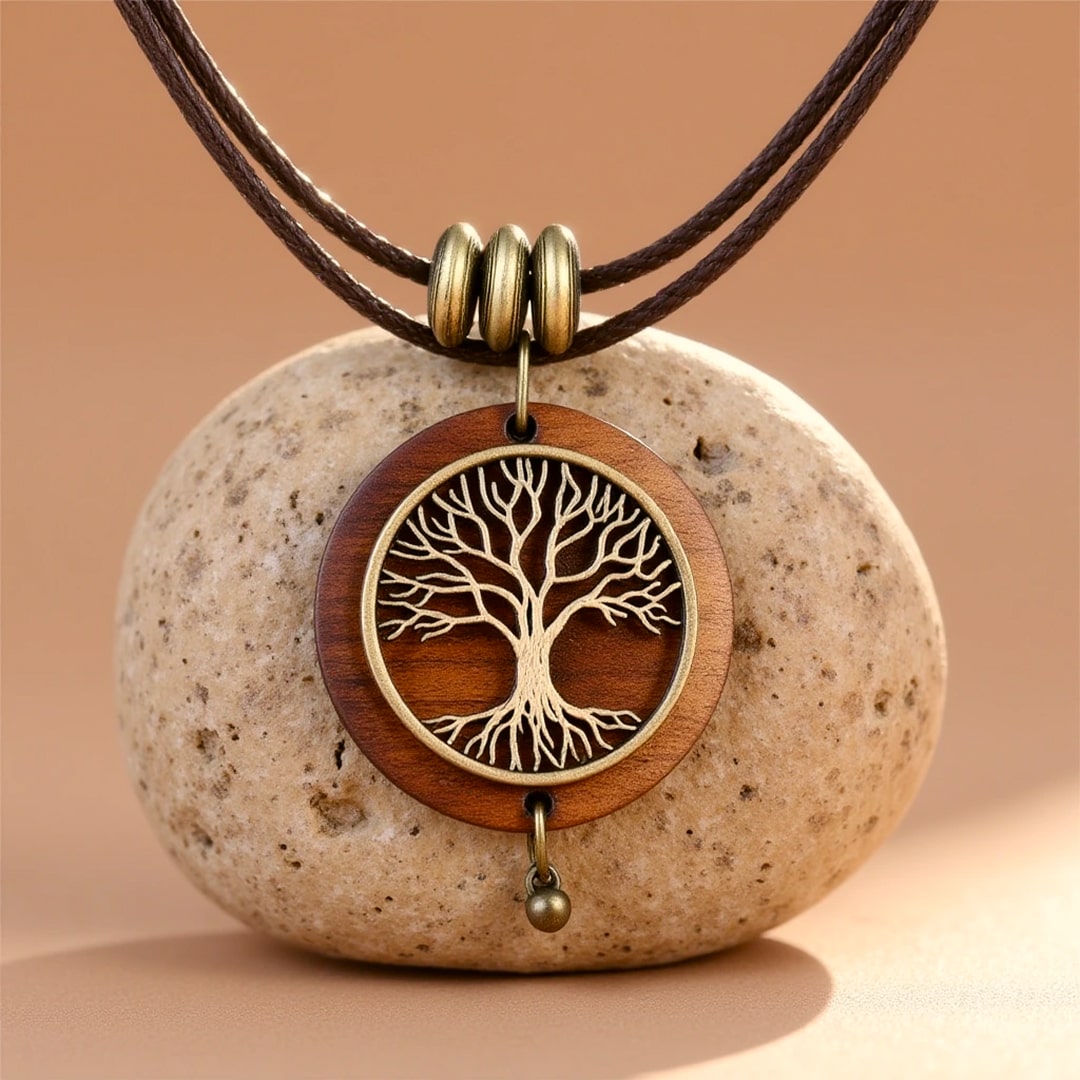 Collier "Arbre de Vie Sacré" en Bois Naturel